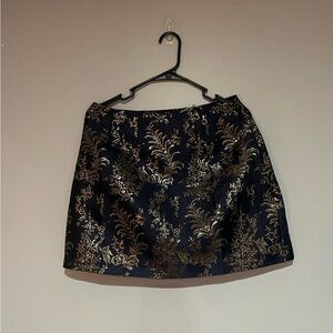 Hill House The Hallie Mini Skirt - Bird Brocade Navy Pattern